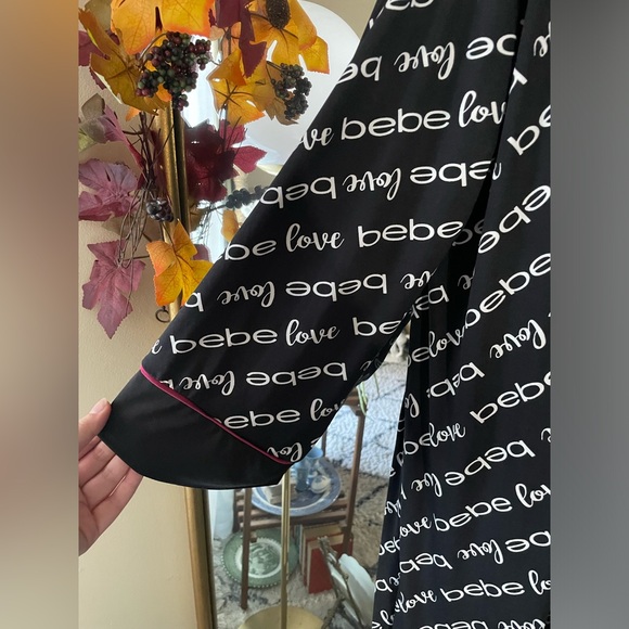 BEBE Black Pajamas - Shorts , Tank Top, and Robe Set - Picture 9 of 9